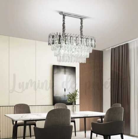 Candelabru Krystal Shine Silver Dining 80x40, 12 surse de iluminare